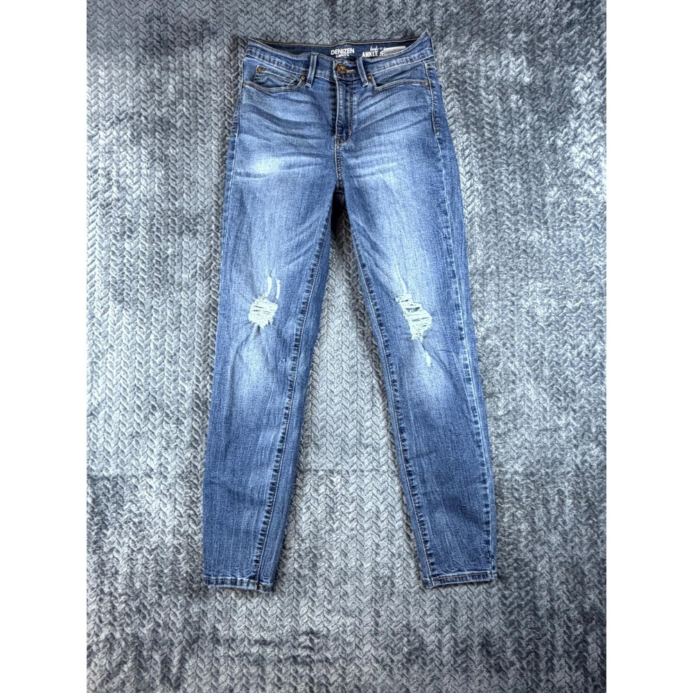 Denizen From Levi's Ankle Jegging Jeans Womens 25 Blue Denim Distressed Mid Rise